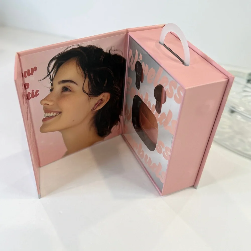 🆕 BEBE Metallic Rose True Wireless Earbuds – Clear Sound, Compact Charging Case